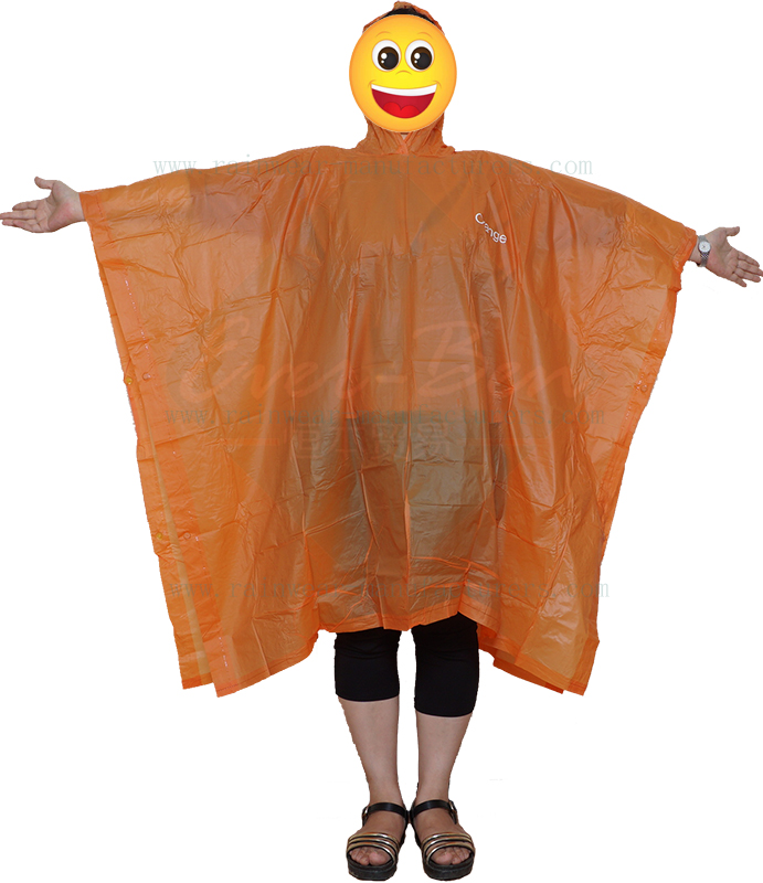 Orange PVC waterproof rain poncho